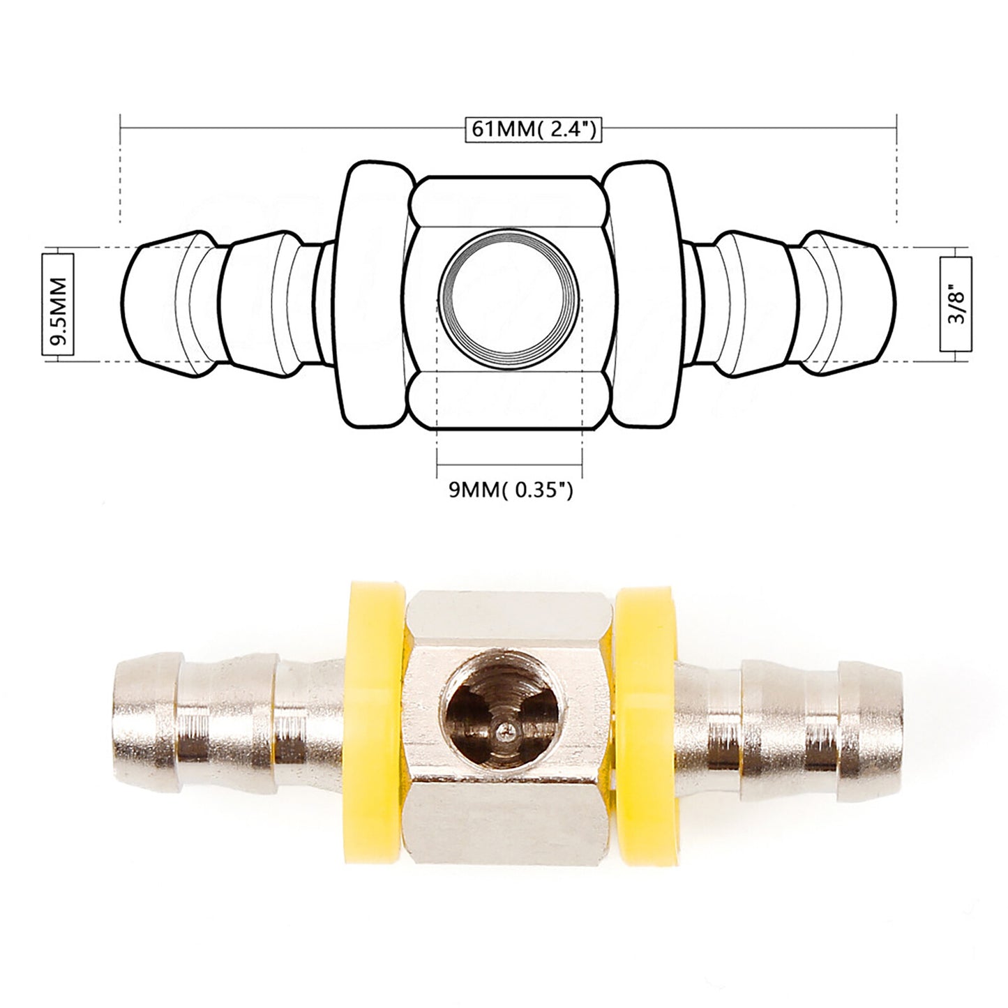 3/8¡±Fuel Line Fuel Pressure Gauge Sensor T-Fitting Adapter Connector Replacement