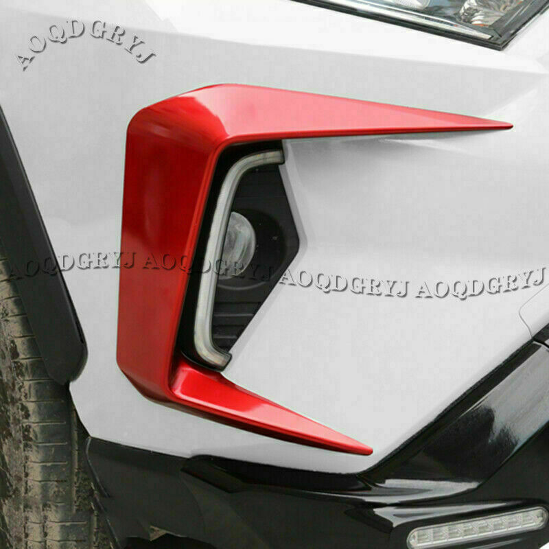 for TOYOTA RAV4 2019-2023 Glossy Red ABS Front Fog Light Lamp Bumper Cover Trims
