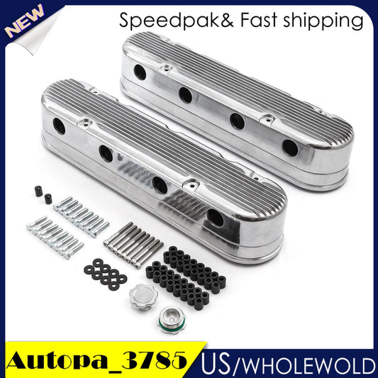 Finned Coil Aluminum Valve Cover Polished 241-181 For LS for Chevy LS1 LS2 LS3 LS6