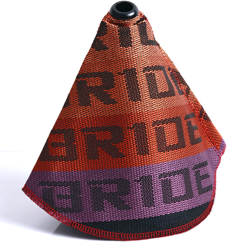 Universal JDM Bride Canvas Shift Boot Red Lever Knob Cover w/ Orange Stitching