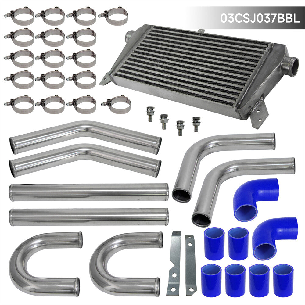 Universal Intercooler 460x240x50mm + 2 51mm Aluminum Piping Hose Kit w/Screws