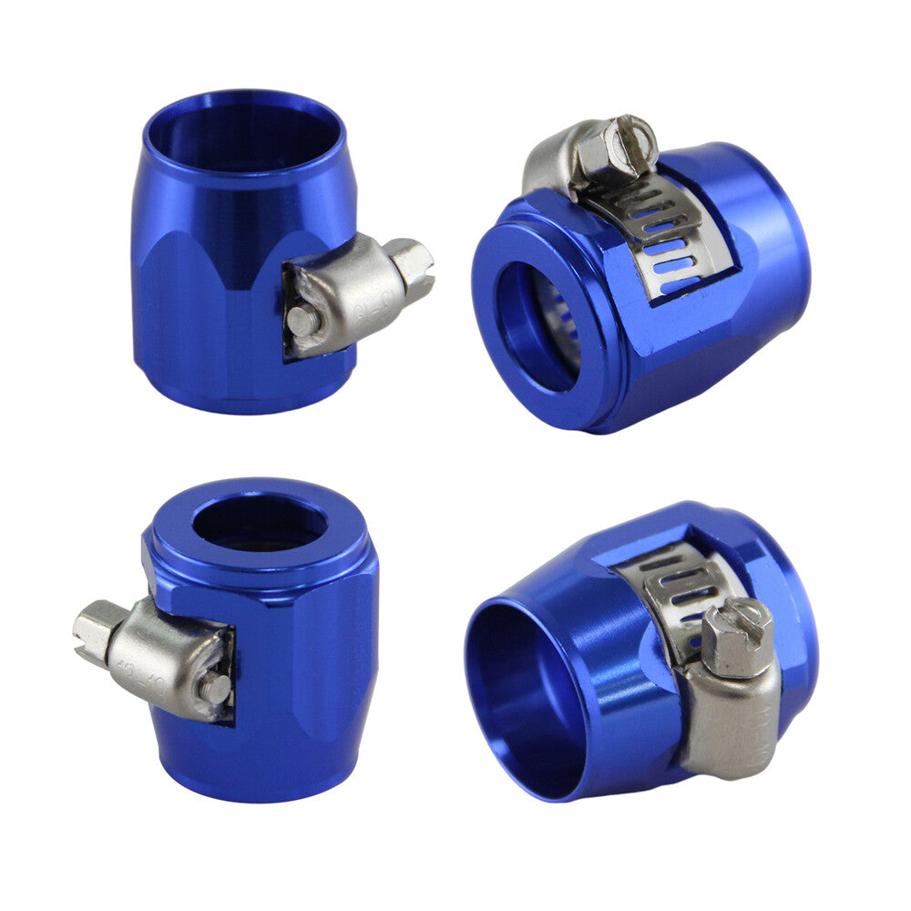 4PCS AN8 3/8 18mm ID Fuel Hose Line End Cover Clamp Finisher Fitting Blue