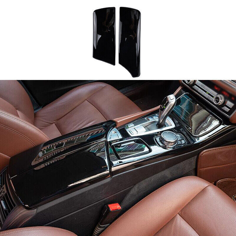 for BMW 5 Series 2011-16 ABS Bright Black Central Console Storage Box Cover Trim