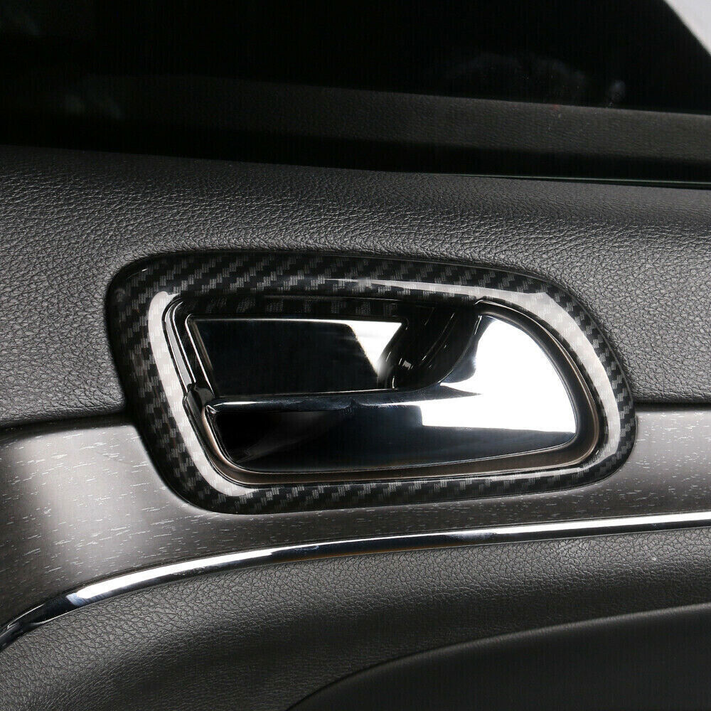 Carbon Fiber Style Inner Door Bowl Cover Trim for Jeep Grand Cherokee 2014-2020