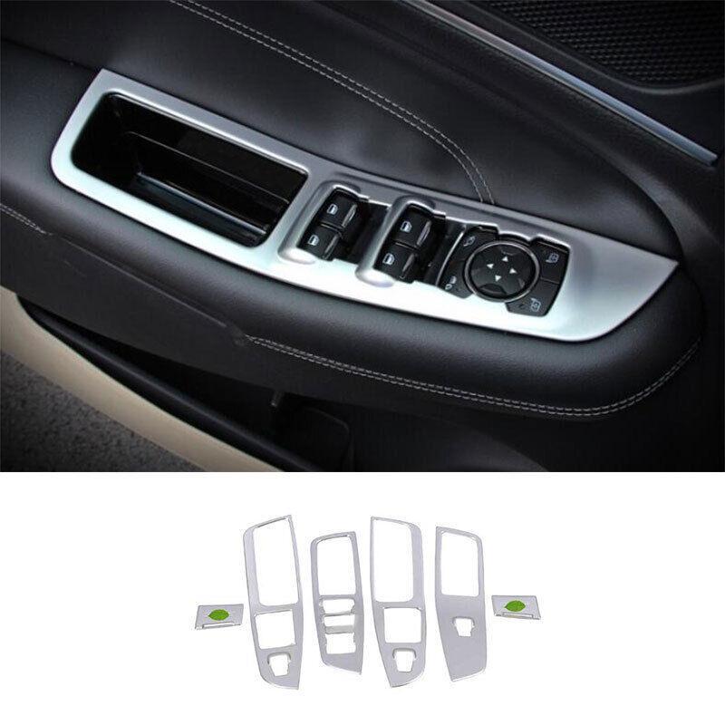Window Lock Lift Panel Trim Frame 6PCS Fit for Ford Edge 2015-2017 Matte Silver