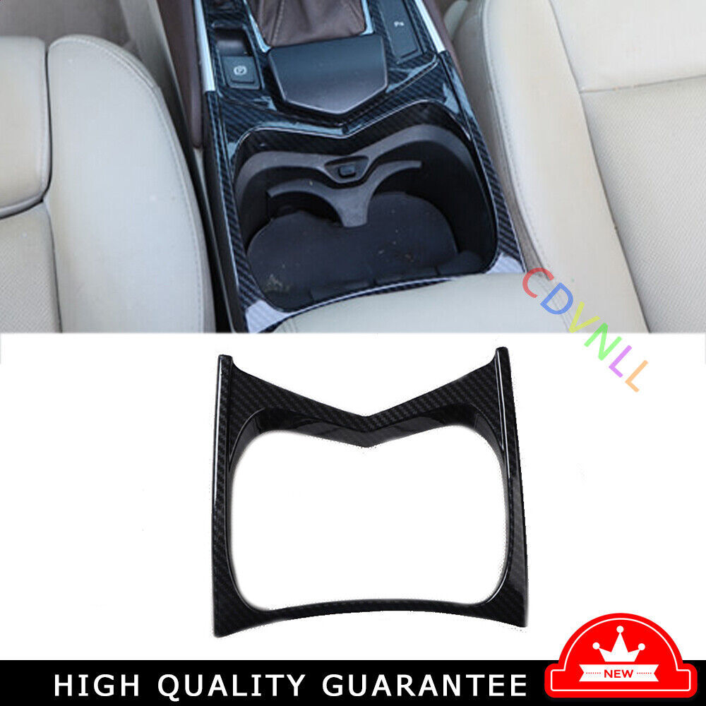 Middle Console Drinking Glass Trim for Cadillac SRX 2010-2015 Black Carbon Fiber