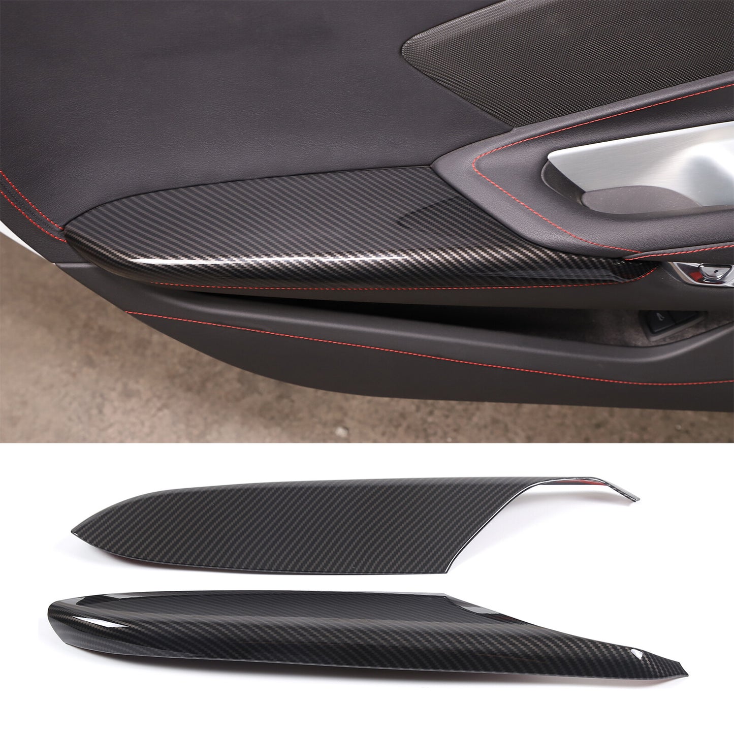 ABS Carbon Fiber Door Armrest Elbow Rest Trim Cover for Corvette C8 2020-2023