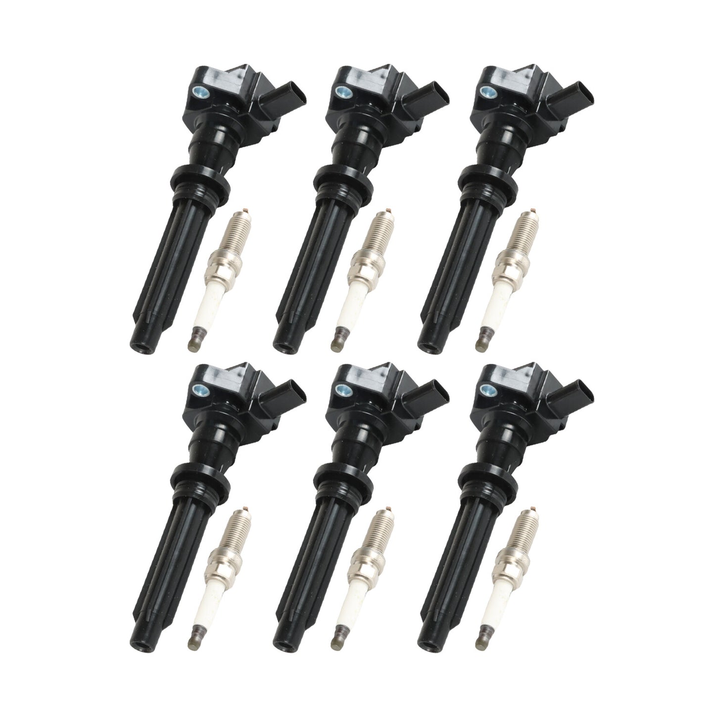 6X Ignition Coils 6pcs Iridium Spark Plug Fit for Land Rover UF730+93476 2014-2019