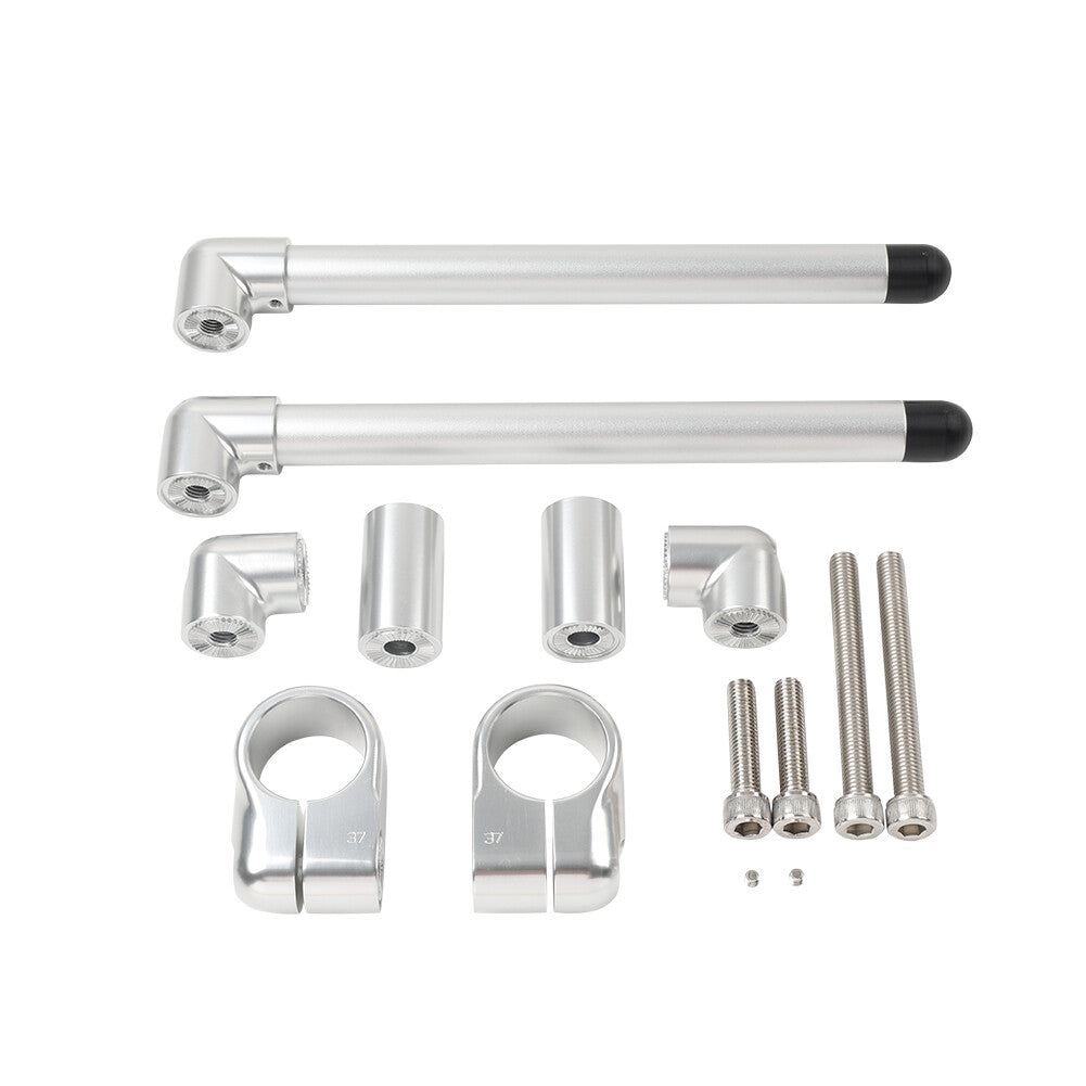 37MM Cafe Racer Bars 7/8 Universal Clip-On Handlebar Fork Tube Silver