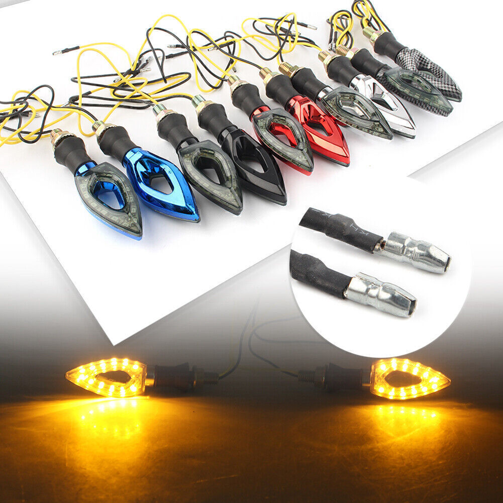 12 LED Turn Signal Light Indicator Blinker Lamp Amber Motorcycle Red Housing