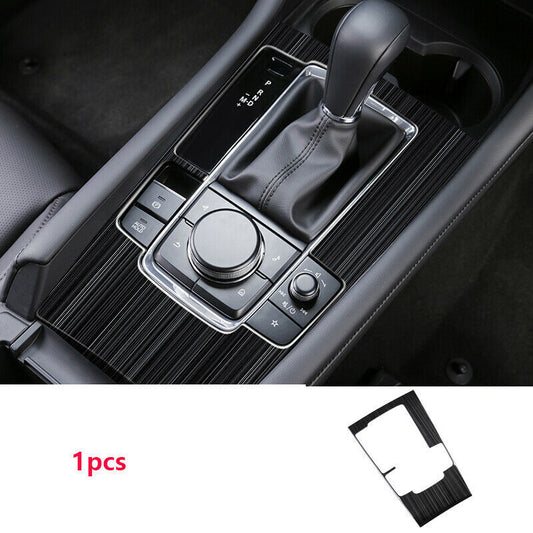 Black Steel Gear Shift Box Panel Garnish Cover Trim for Mazda 3 Axela 2019-2022