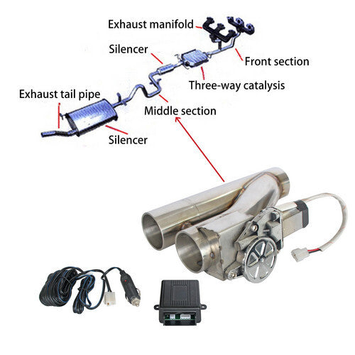 Exhaust Dual Valve 2.5 Catback Y Pipe Downpipe Controller Remote