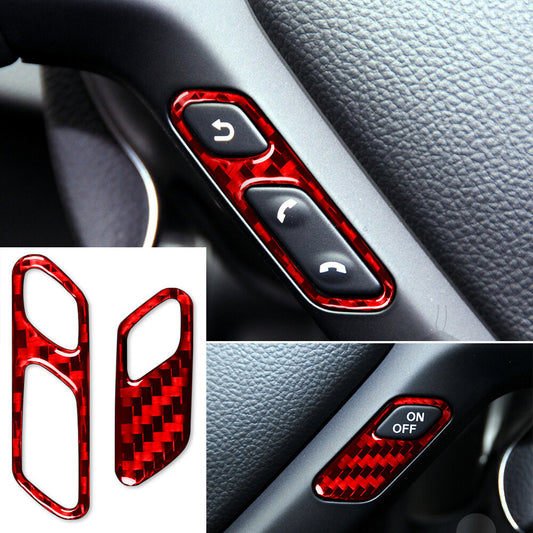 Red Carbon Steering Wheel Answer Phone Button Cover for Infiniti G37 Sedan 07-13