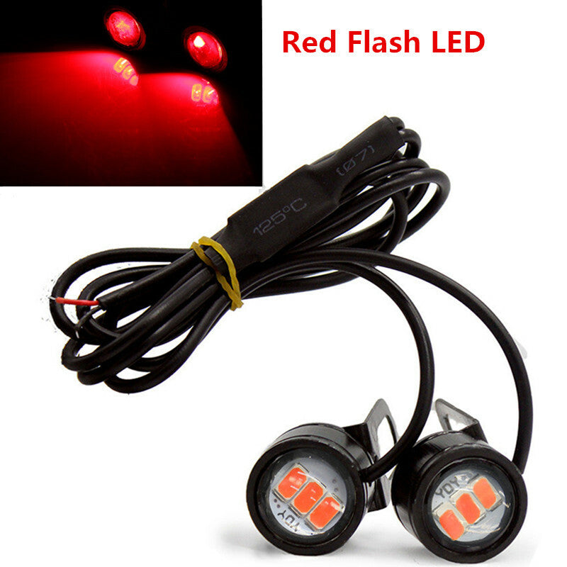 Motorcycle Daytime Running Red Flashing Reverse Backup Strobe Mirror Flash Light