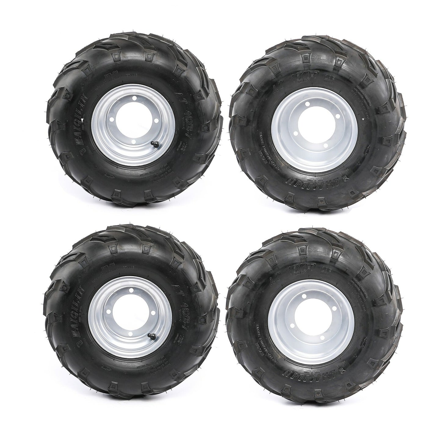 4 Set 16x8-7 Tyre Rim 4 Bolt 7 inch Complete Wheels ATV Go Kart Quad 4 Wheelers
