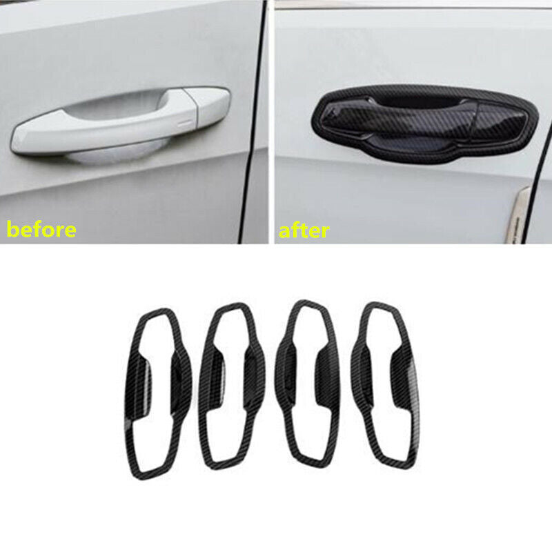 Carbon Fiber 4PCS Door Handle Bowl Cover Trim for VW for GOLF 7 MK7 2013 2014-2019