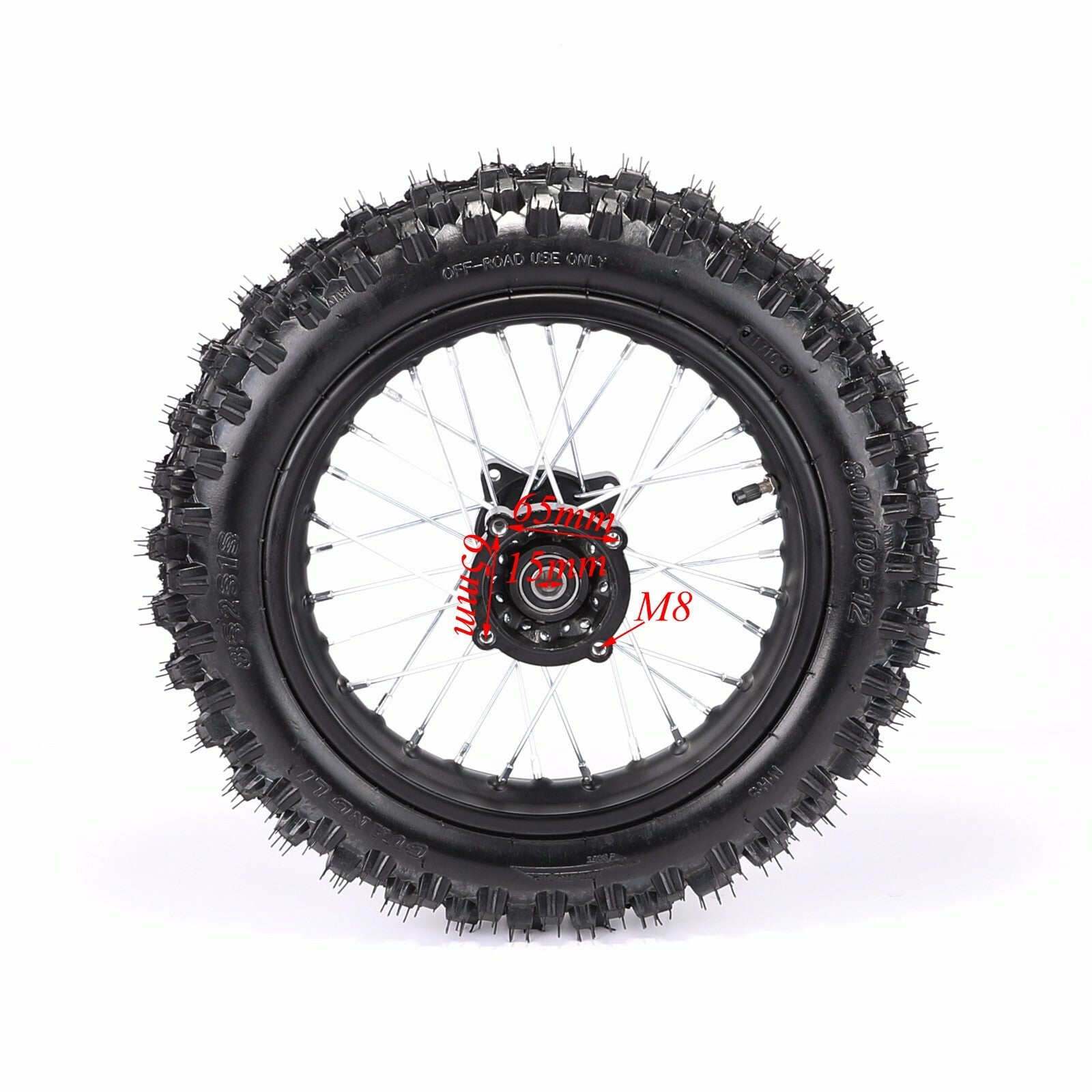14-inch and 12-inch wheels, 60/100-14 and 80/100-12 tires and rim kits for the XR70 SSR 125cc/110cc pit bike.