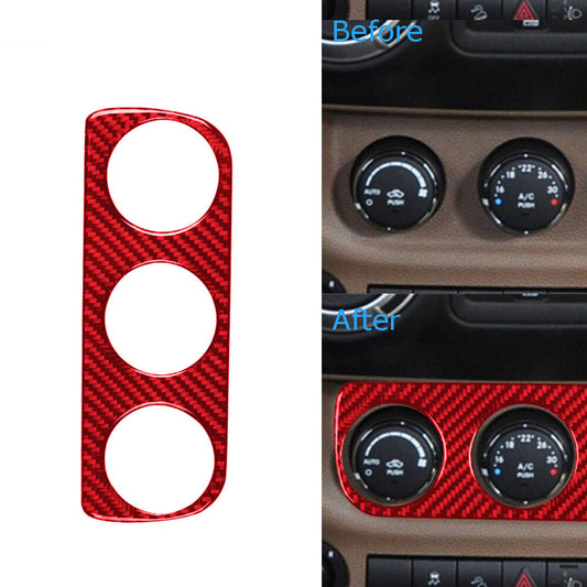 Red Carbon Fiber Center Climate Control Cover Trim for Jeep for Wrangler JK 2011-17