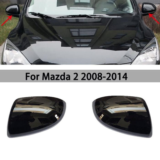 1 Pair Side Wing Door Mirror Cover Cap Casing Silver Fit for Mazda 2 Black