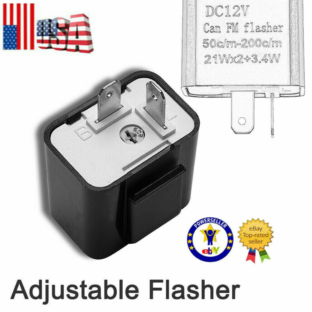 2x Adjustable LED Flasher Relay Turn Signal Blinker Light Fits Motorcycle 2Pin