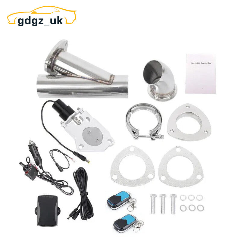 3 Electric Exhaust Control Dump Valve Exhaust Y Pipe with Manual Remote Kit
