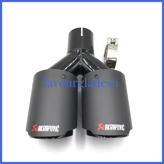 1PCS ID:2.5 (63mm) OD:4.5 (114mm) Akrapovic Carbon Fiber Exhaust Tip Dual Pipe