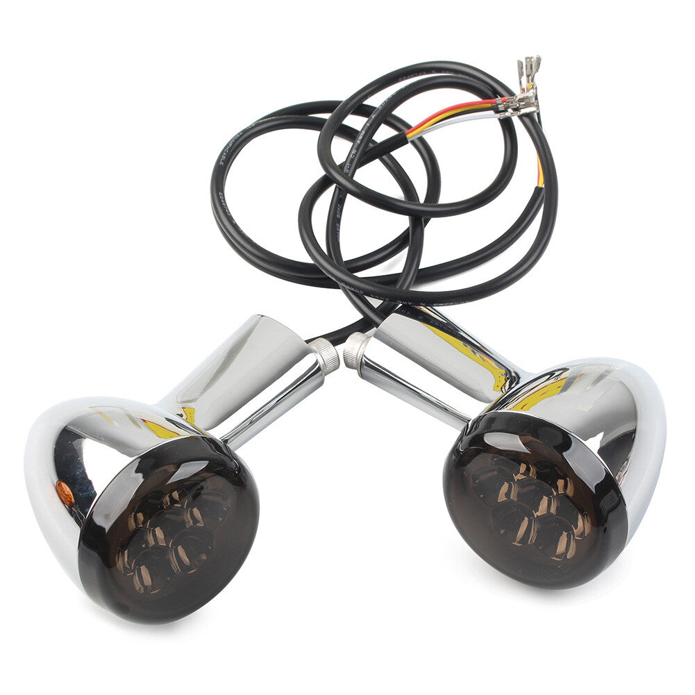 LED Blinker hint for Harley Sportster XL 883 1200 1992-2022 Chrom + Hellbraun