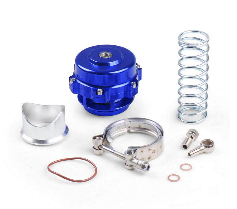 50mm Turbine Blow Valve (BOV) 44mm External Wastegate MVR V-Band Flange Blue Kit