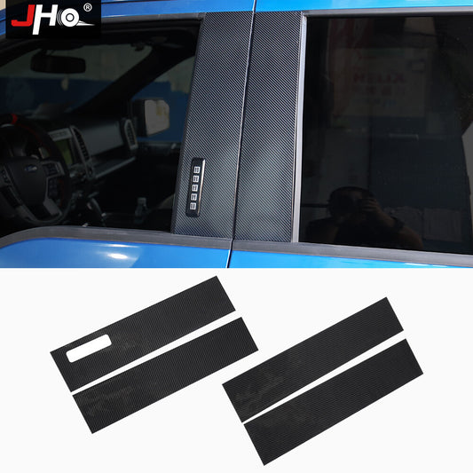 4pc Carbon Fiber Window B Pillar Post Trim Sticker Decor for Ford F150 2015-2020