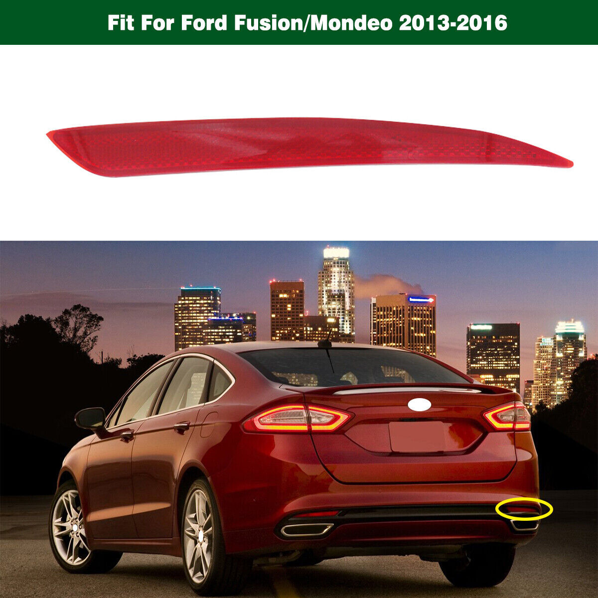 1Pcs Right Red Lens Rear Bumper Reflector Light for Ford Fusion 2013 2014-2016