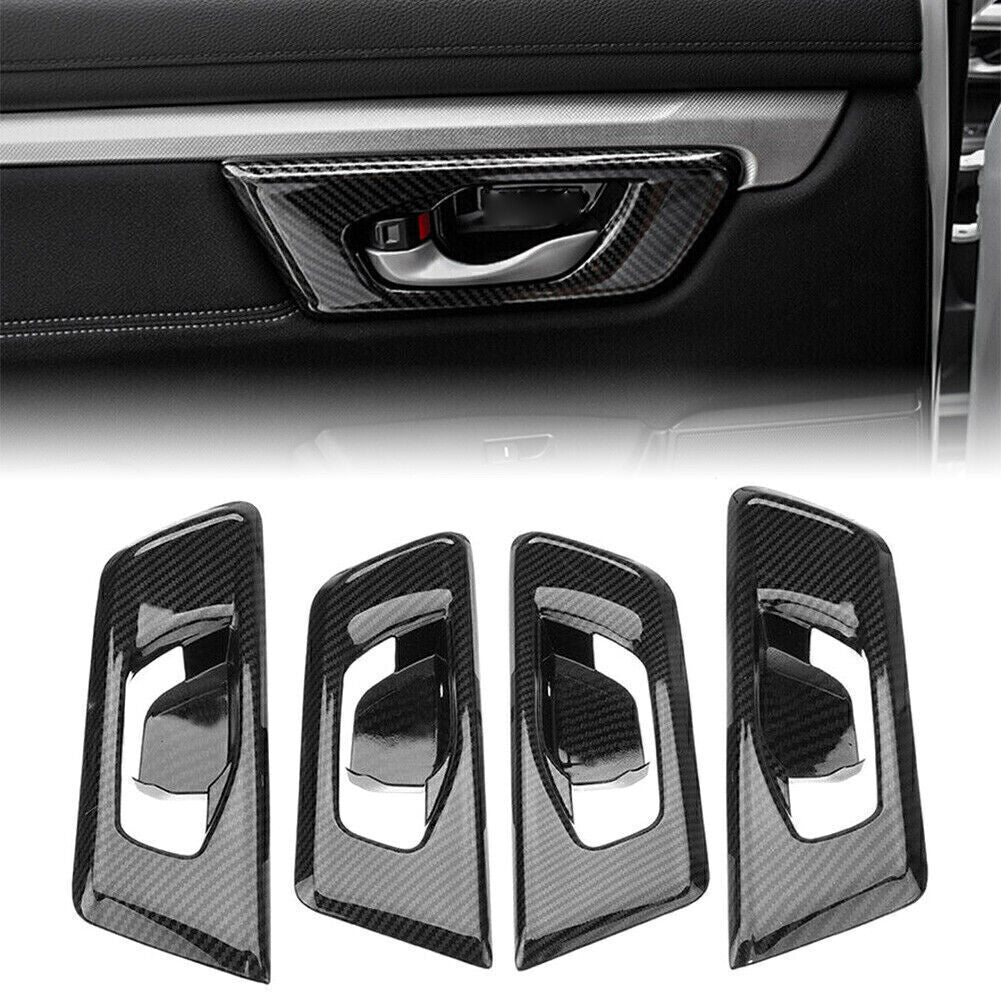 4pcs Inner Door Handle Cover Trim Set for HONDA CR-V CRV 2017-2021 Carbon Fiber