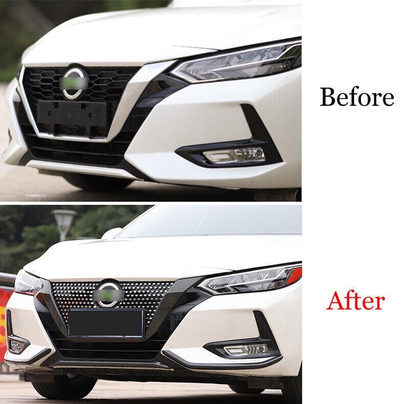 for Nissan Sentra Sylphy 2020-2022 Black Steel Front Bumper LR Lower Strip Trim