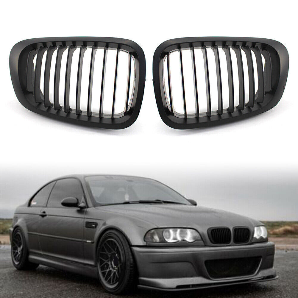 Front Kidney Bumper Grille Fit for BMW 3-Series E46 Coupe 1999-2003 Pre-facelift 2x