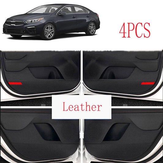 for Kia Forte 2019-2021 Carbon Fiber Leather PU Door Anti-Kick Panel Cover Trim