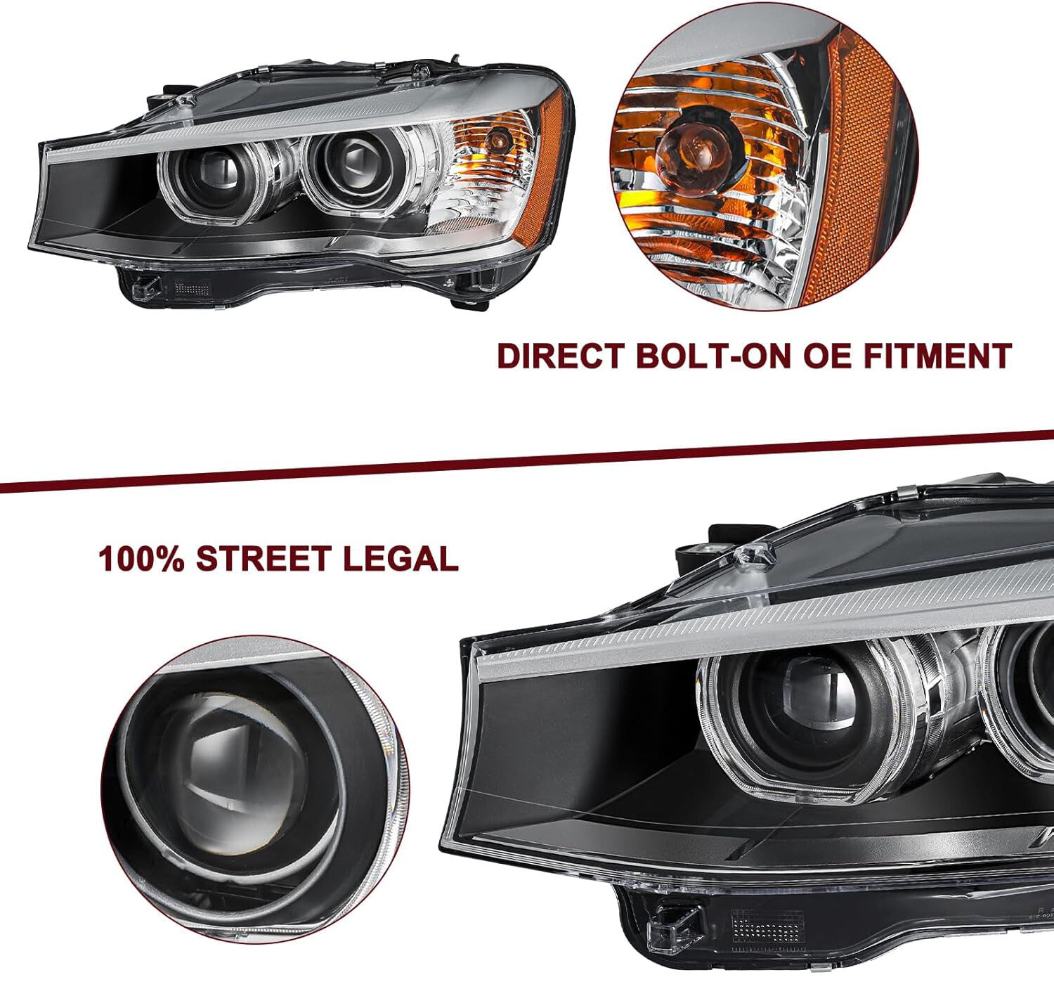 [HID w/o AFS] For 2015-2017 for BMW X3/X4 LED DRL Driver Side Projector Headlight LH
