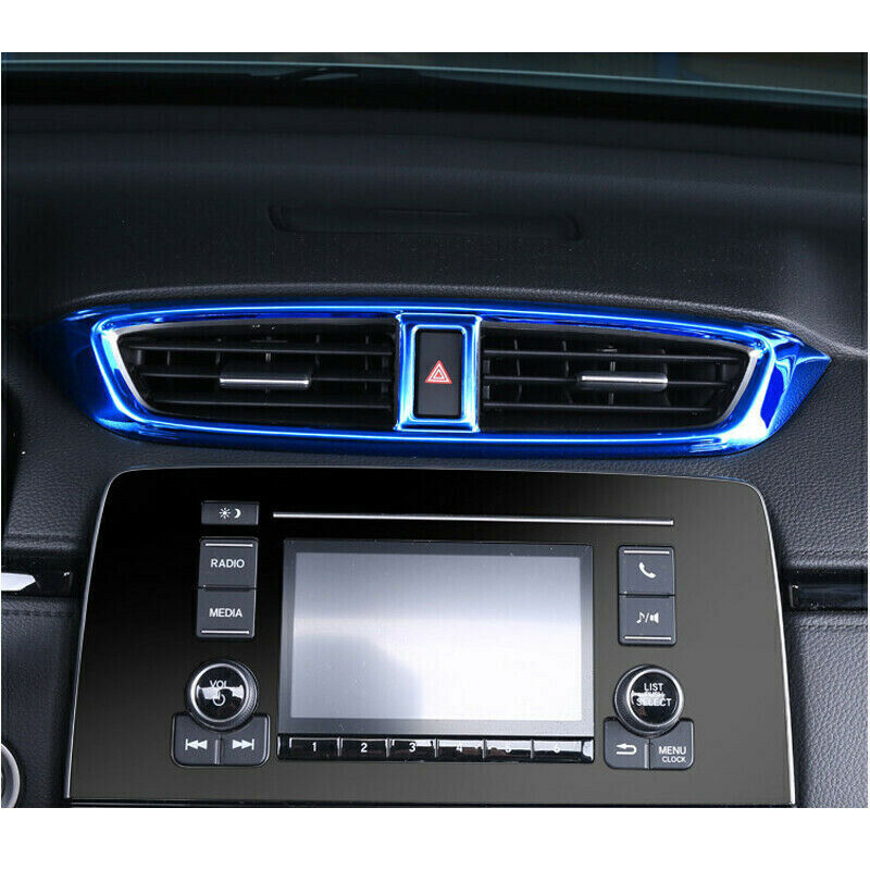 for Honda CR-V CRV 2017-2022 Blue Stainless Center Air Outlet Vent Cover Trim 1X