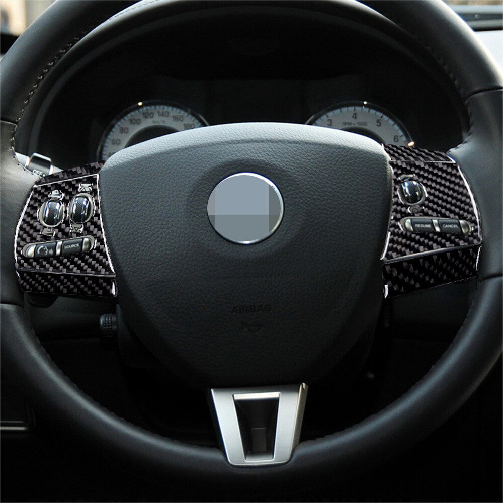 6¡ÁCarbon Fiber Interior Steering Wheel Button Cover Trim for Jaguar XF 2009-2011