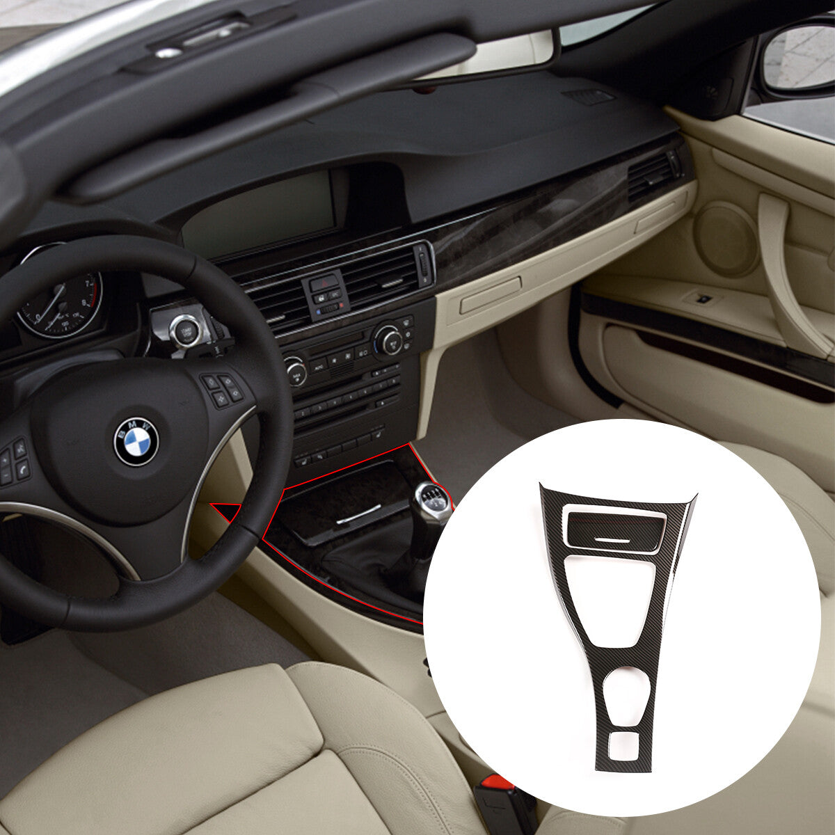 Carbon fiber interior door handle and door cup trim for BMW 3 Series E90 (05-12 USA)