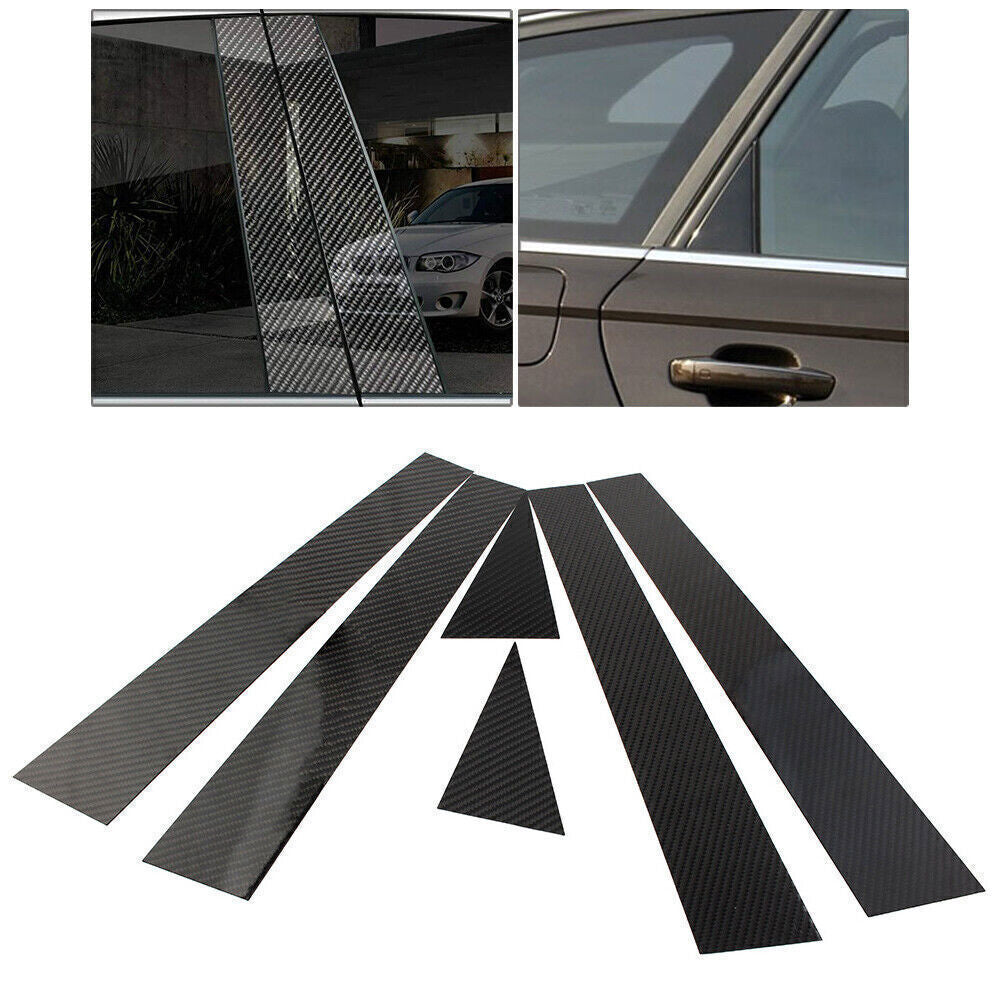 for Audi A6 C7 12-2018 Carbon fiber Pillar Posts Door Window Molding Strip Trims