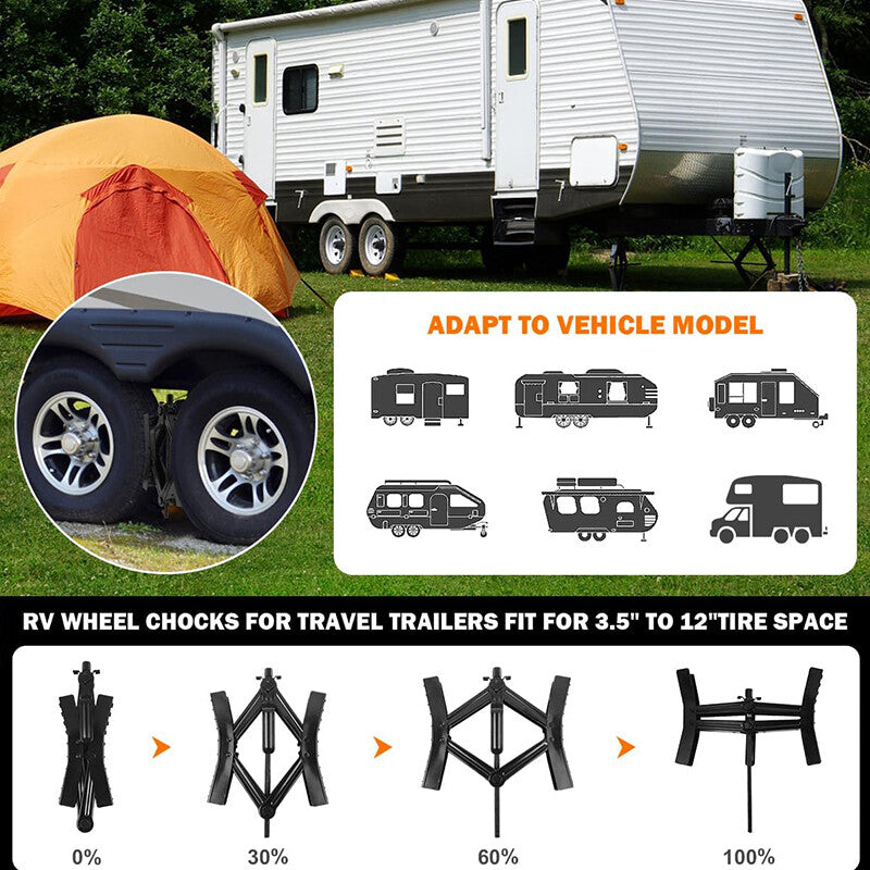 Camper RV Wheel Chock Stabilizer Heavy Duty Tire Locking X Shape Whee Chock-Pair
