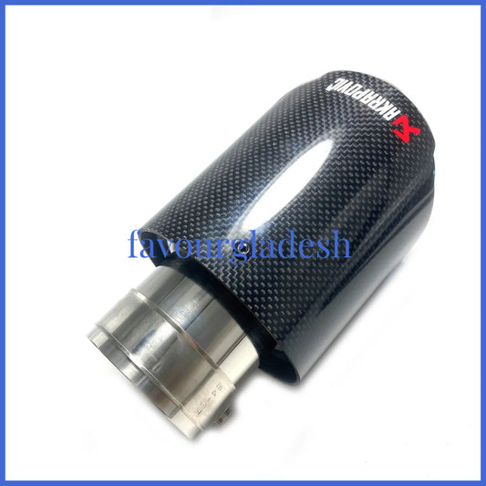1X 3.0 76mm  3.589mm Akrapovic Glossy Carbon Fiber Exhaust tip Blue End pipe