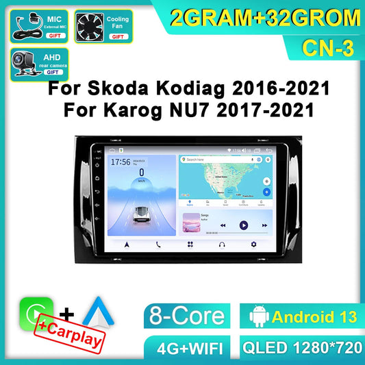 Android CarPlay Car Radio for Skoda Kodiaq Karoq NU7 2016-2021 GPS Video Player