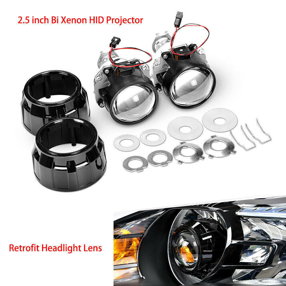 2.5 Retrofit Bi Xenon Headlight Projector Lens H1 Bulb H4/H7/H11/9005 Hi/Lo LHD
