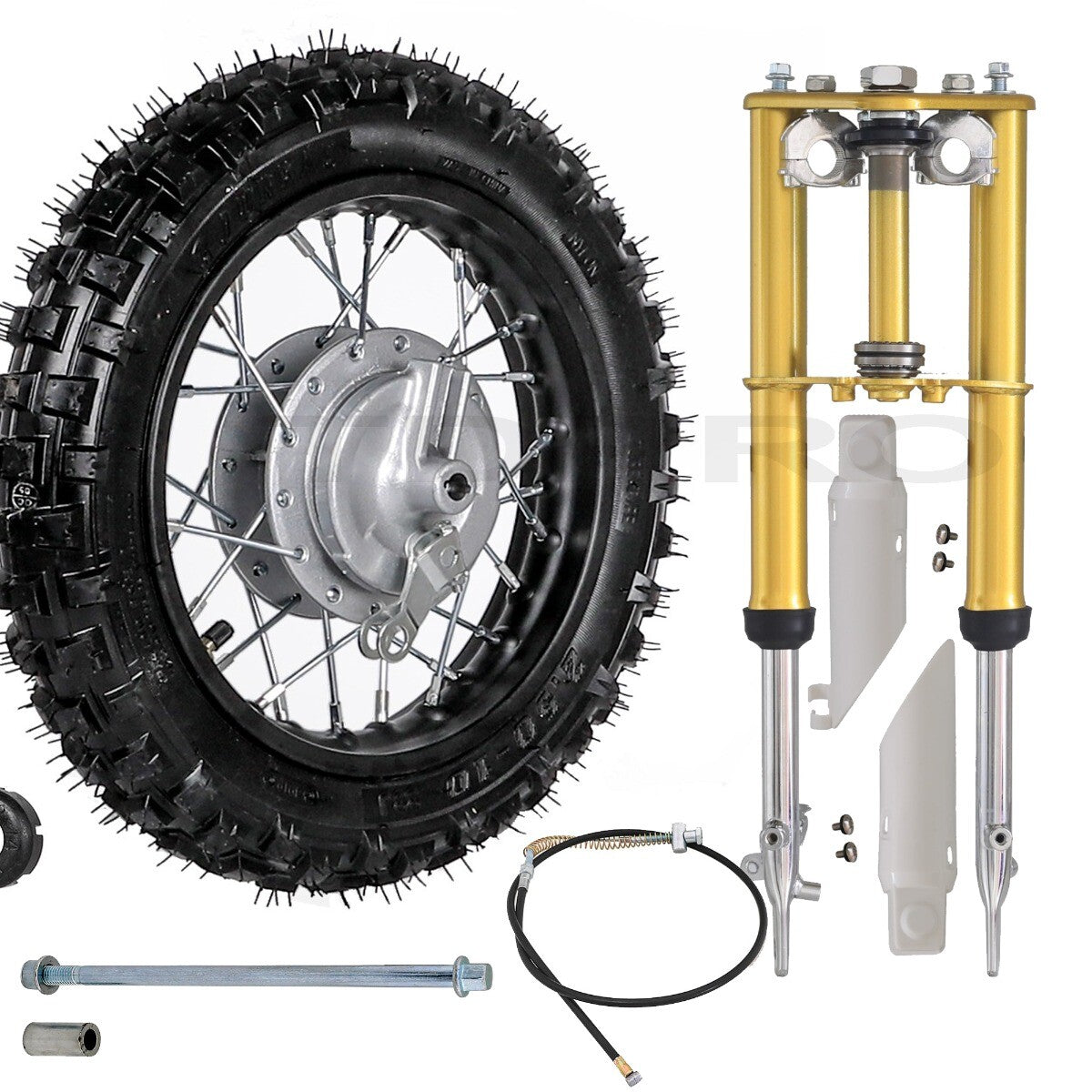 10 Wheel 2.50-10 Tyre + Front Forks Assembly For CRF50 PW50 Dirt Bike 70cc 110