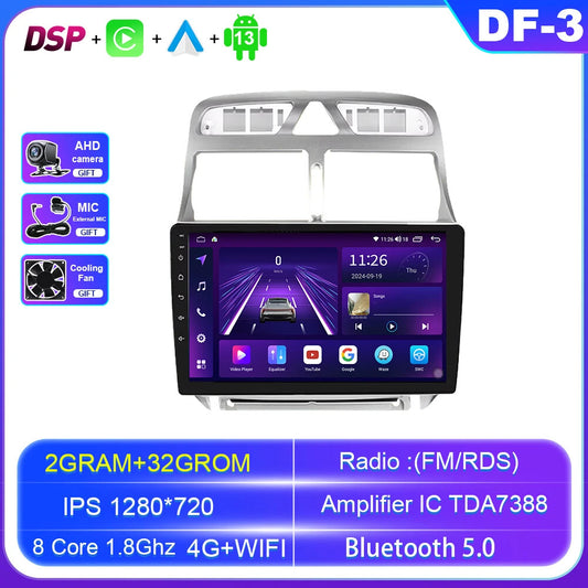 for Peugeot 307 SW 307CC 307SW 2002-2013 CarPlay Car Radio GPS Player Screen