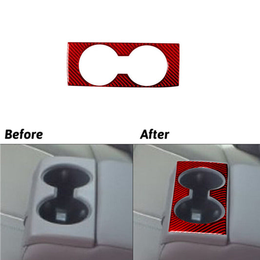 Red Carbon Fiber Rear Armrest Cup Holder Frame Trim for Chevy Impala 2014-2020