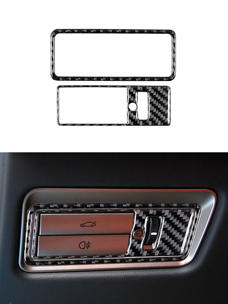 2x carbon fiber trunk switch frame trim for Jaguar XF 2009-2011