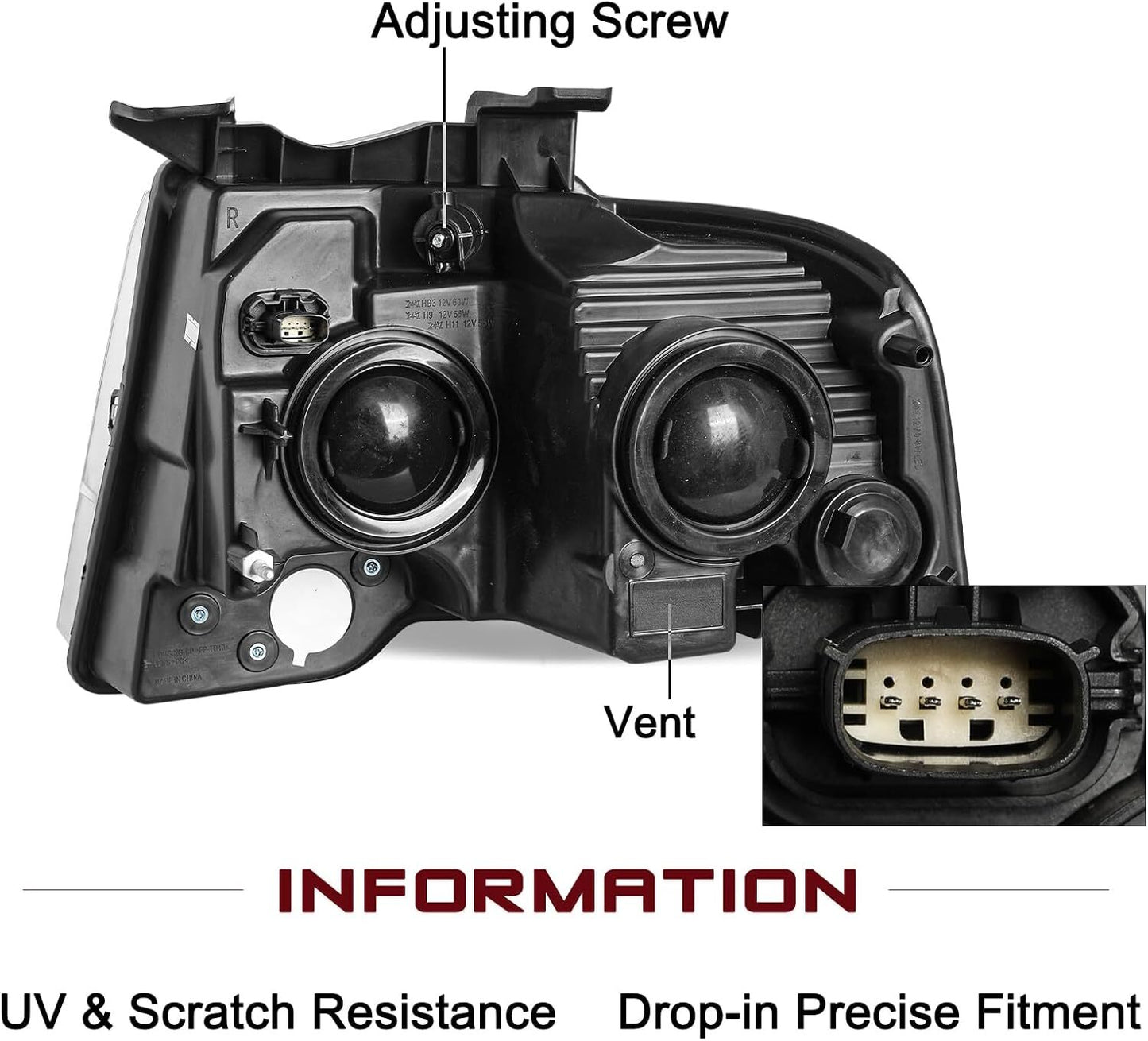 Chrome Projector Headlight Assy For 2015-2017 for Ford Expedition RH Passenger Side