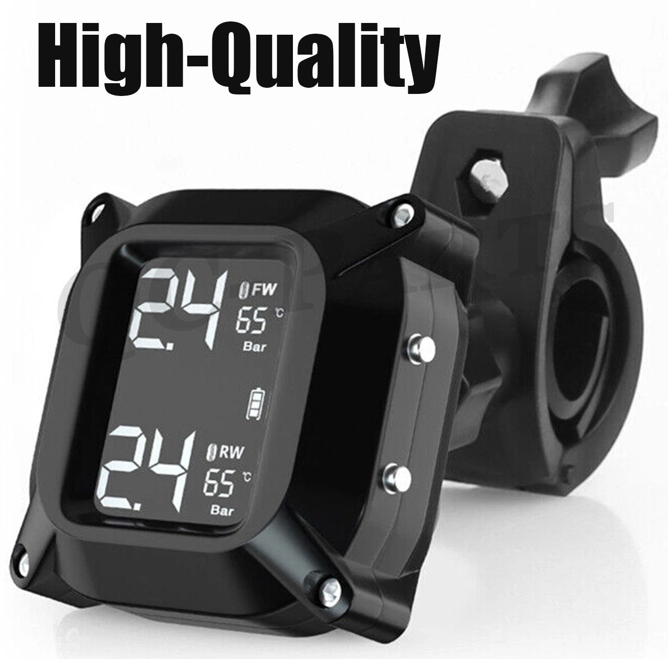 Tire pressure monitoring system with LCD screen and 2 external sensors for motorcycles