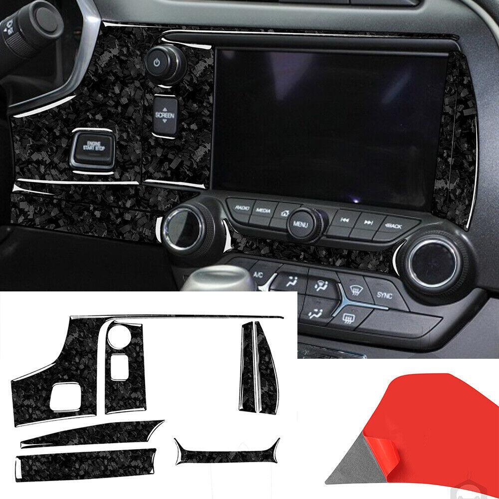 7¡ÁCentral Navigation Panel Cover for Chevrolet for Corvette C7 2014-19 Forged Carbon